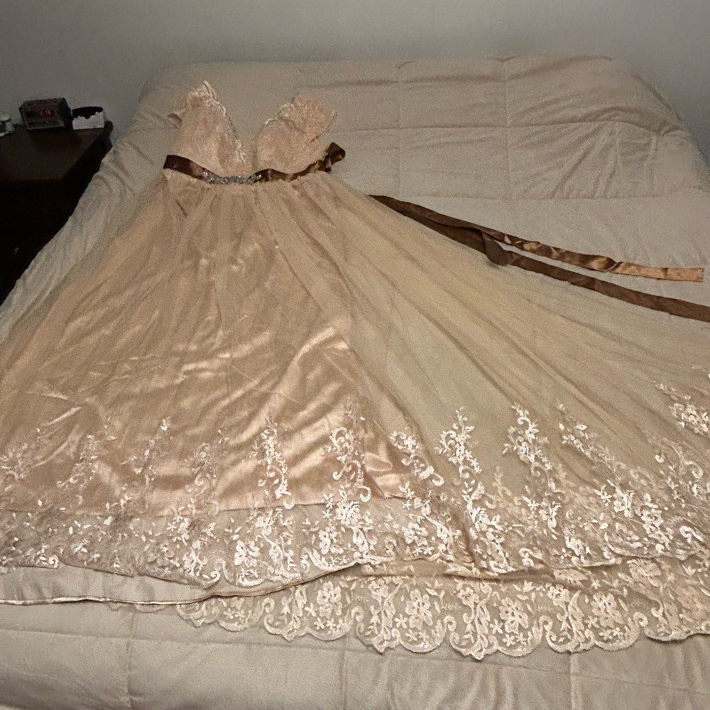 Cream Colored Wedding/ Bridesmaid/Prom Gown - Picture 5 of 16